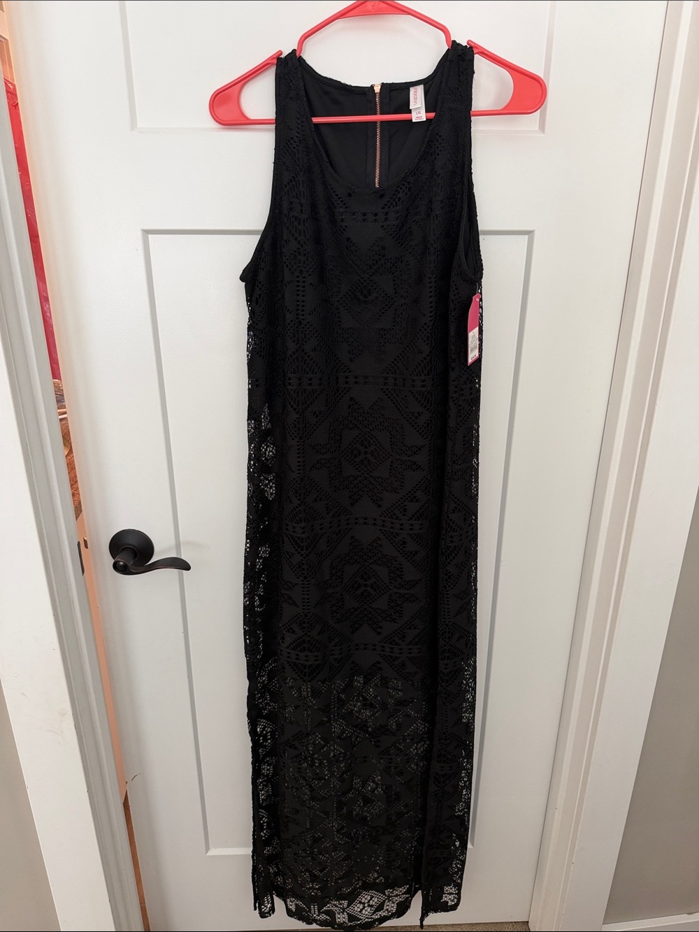 Xhilaration Black Lace Maxi Dress with Sleeveless Cut